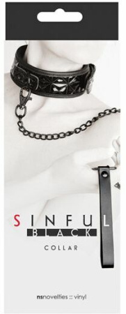 Ошейник с поводком SINFUL BLACK COLLAR || 