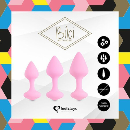 Набор силиконовых анальных пробок FeelzToys - Bibi Butt Plug Set 3 pcs Pink || 