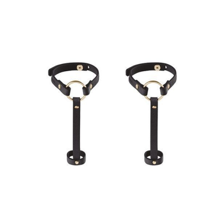 Пара браслетов на запястье и палец Bijoux Indiscrets MAZE Hand Bracelet Harness Black, экокожа || 