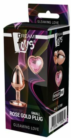 DT21790 Анальная пробка с сердцем GLEAMING LOVE ROSE GOLD PLUG MEDIUM || 