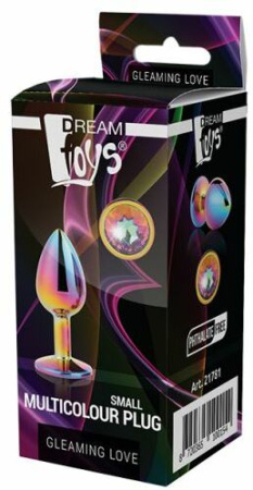 DT21783 Радужная анальная пробка GLEAMING LOVE MULTICOLOUR PLUG LARGE || 