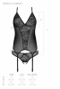 Корсет Passion Ursula Corset white L/XL, с пажами, трусики с ажурным декором и открытым шагом || 