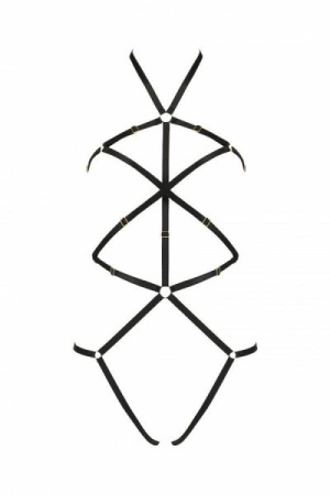 Портупея-боди из стреп IVENA black S/M - Passion Exclusive