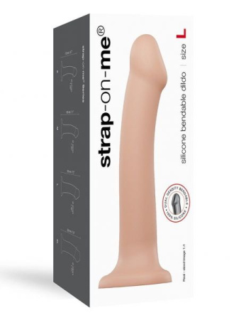 Насадка для страпона Strap-On-Me Dual Density Dildo Flesh L, диаметр 3,7см, двухслойная, гибкая || 