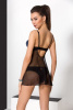 Сорочка беби долл прозрачная GISELE CHEMISE black S/M - Passion Exclusive, трусики || 