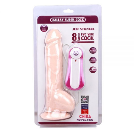 Вибромассажер JEFF STRYKER 8.9" Vibrating Dildo, Flesh || 
