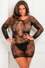 Кружевное платье с длинным рукавом черное TIE BREAKER, XL / 2XL