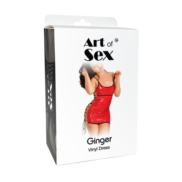 Черное лакированное платье на шнуровке Art of Sex - Ginger