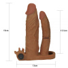Насадка двойная с вибрацией Add 2" Vibrating Double Penis Sleeve, Brown || 