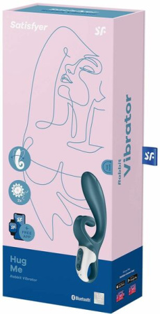Смарт вибратор кролик Satisfyer Hug Me Bluegrey, 2 мотора, диаметр 4,2см, широкая клиторальная часть || 