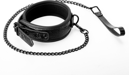Ошейник с поводком BLAZE LUXURY COLLAR AND LEASH CROCO BLACK || 