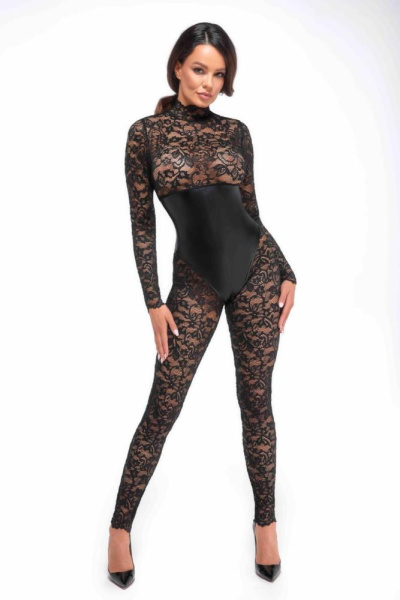 Комбинезон Noir Handmade F299 Enigma lace catsuit with underbust bodice