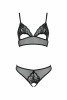 Комплект Passion Christa Set black L/XL: браллет с ажурным лифом и открытыми трусиками || 