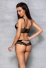Комплект из эко-кожи с кружевом: бра и трусики Loona Set black L/XL - Passion || 