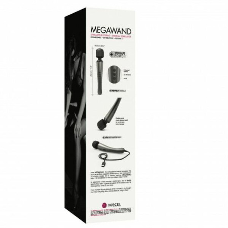 Мощный вибромассажер Dorcel MEGAWAND Chrome Silver водонепроницаемый, перезаряжаемый, 160 режимов || 