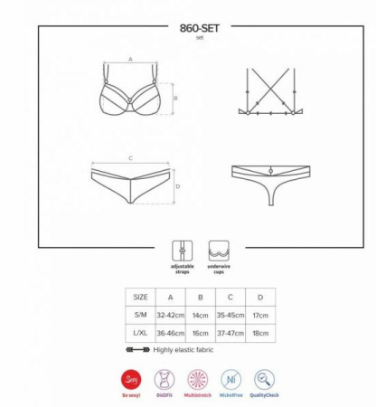 Комплект Obsessive 860-SET-3 2 pcs set red S/M || 