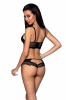 Комплект из эко-кожи с кружевом: бра и трусики Loona Set black L/XL - Passion || 