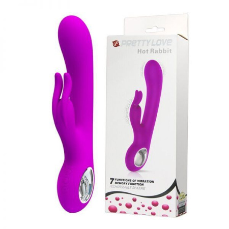 Вибромассажер с клиторальным отростком Hot Rabbit, Purple || 
