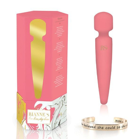 Вибромассажер Rianne S: Bella Mini Wand Coral, 10 режимов работы, медицинский силикон || 