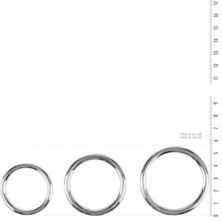 Набор металлических эрекционных колец Sinner Gear Unbendable - Cock/Ball Ring & Glans Ring Set || 