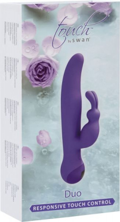 Вибратор-кролик с сенсорным управлением и ротацией Touch by SWAN - Duo Purple, глубокая вибрация || 