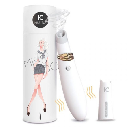 Вакуумный стимулятор с вибрацией KisToy Miss CC White, можно использовать как вибратор, диаметр 36м || 
