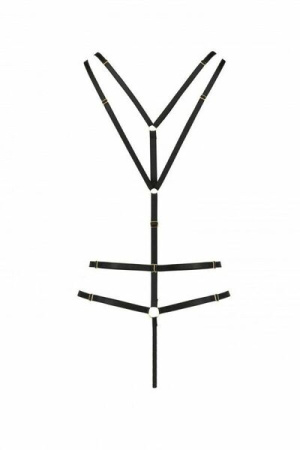 Открытое боди из стреп MEGGY black XXL/XXXL - Passion Exclusive || 