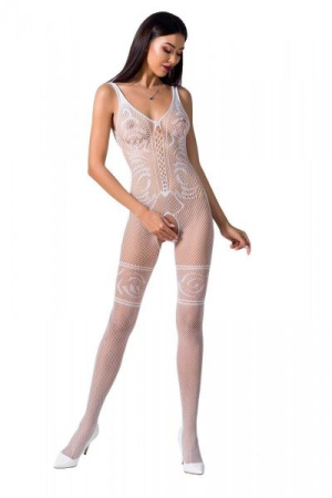 Бодистокинг Passion BS069 white, комбинезон, имитация чулок и боди