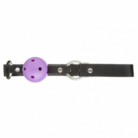 F61428 Кляп из экокожи Loveshop Latex BREATHABLE BALL GAG BLACK/PURPLE || 