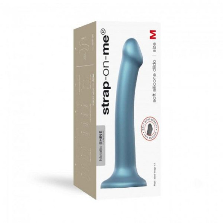 Насадка для страпона Strap-On-Me Mono Density Dildo Blue M, диам. 3,3см, однослойный силикон, гибкий || 