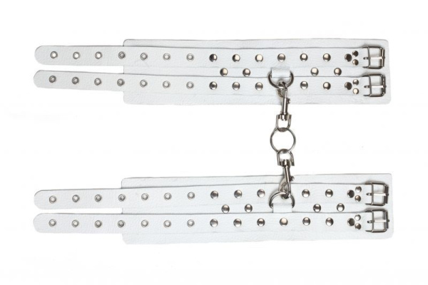 Оковы Leather Double Fix Leg Cuffs, White