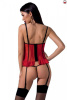 Корсет с открытой грудью CHERRY CORSET red XXL/3XL -Passion Exclusive, трусики, пажи, стрэпы, оборки || 