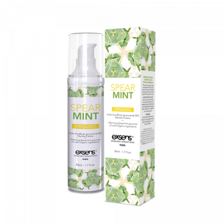 Массажное масло EXSENS Organic Spear Mint 50мл разогревающее, без сахара, без парабенов, съедобное