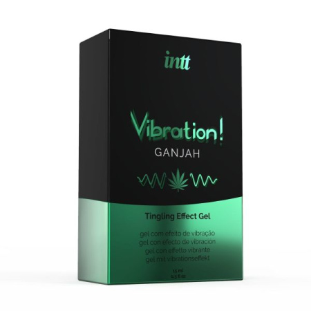 Жидкий вибратор Intt Vibration Ganjah (15 мл), густой гель, необычный вкус, действует до 30 минут || 