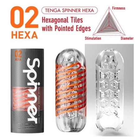 Мастурбатор Tenga Spinner 02 Hexa с упругой стимулирующей спиралью внутри, стандартная спираль || 
