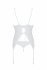 Корсет Passion Ursula Corset white S/M, с пажами, трусики с ажурным декором и открытым шагом || 