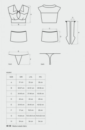 Костюм студентки 4 предмета Obsessive Student 4 pcs costume L/XL || 