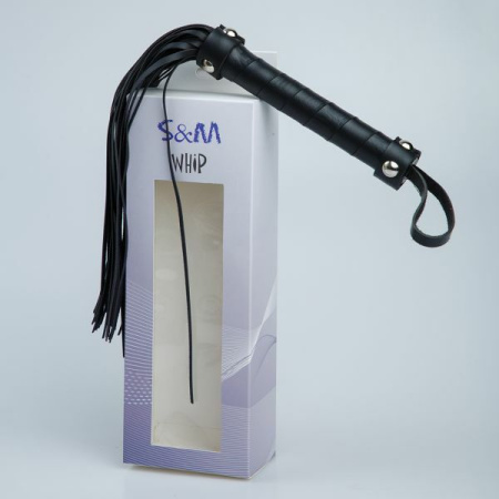 F61419 Плетка из экокожи c узкими хвостами FLOGGER BLACK || 