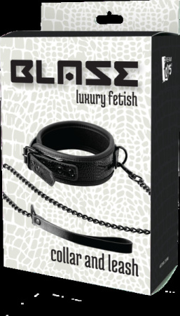 Ошейник с поводком BLAZE LUXURY COLLAR AND LEASH CROCO BLACK || 