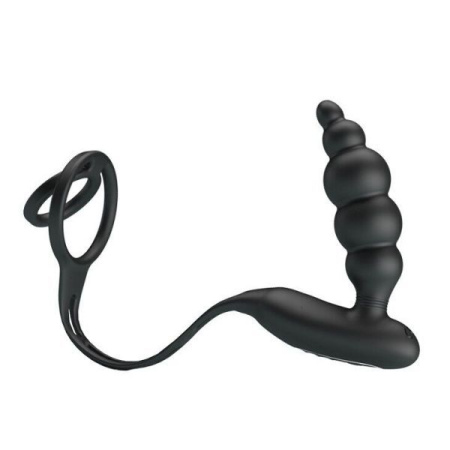 Эрекционное кольцо с анальным вибро стимулятором VIBRATION PENIS SLEEVE III, Black || 