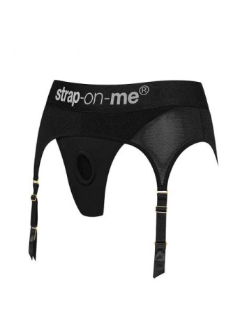 Трусы для страпона с подвязками для чулок Strap-On-Me REBEL HARNESS - M || 