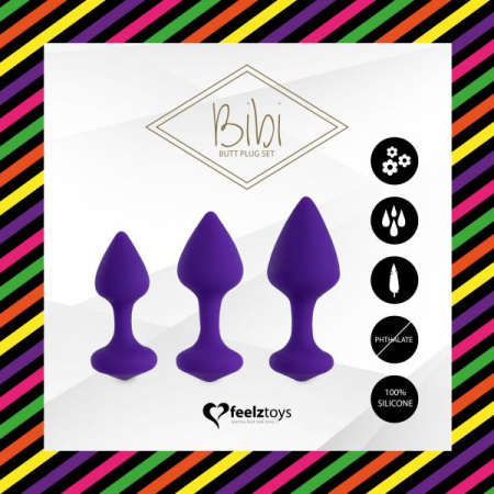 Набор силиконовых анальных пробок FeelzToys - Bibi Butt Plug Set 3 pcs Purple || 