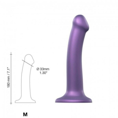 Насадка для страпона Strap-On-Me Mono Density Dildo Violet M, диам. 3,3см, однослойный силикон, гибк || 
