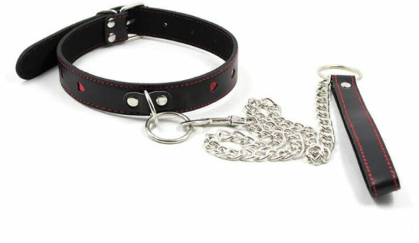 Ошейник с поводком Luxury Fetish Black$Heart
