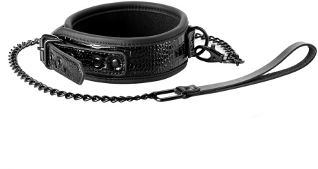 Ошейник с поводком BLAZE LUXURY COLLAR AND LEASH CROCO BLACK || 